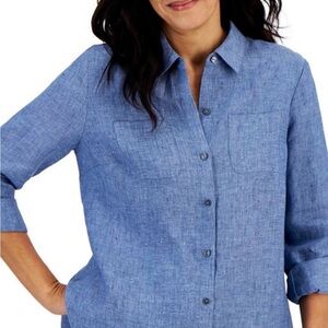Bruno women 100% Linen Button-Front Shirt, blouse size M run size smaller
